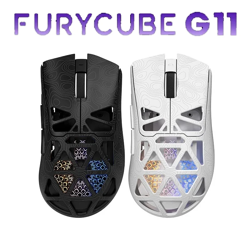Ratón Furycube G11 Hollow, ratón inalámbrico con Bluetooth, 3 modos, ratón para juegos Paw3311 Rgb E-Sport, accesorios ligeros para juegos