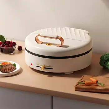 Elektrická pánev na palačinky, oboustranný ohřívač na snídani, kulatý stroj na palačinky, zavěšená pánev 10 nejlepší prodej oboustranná elektrická pánev - №2