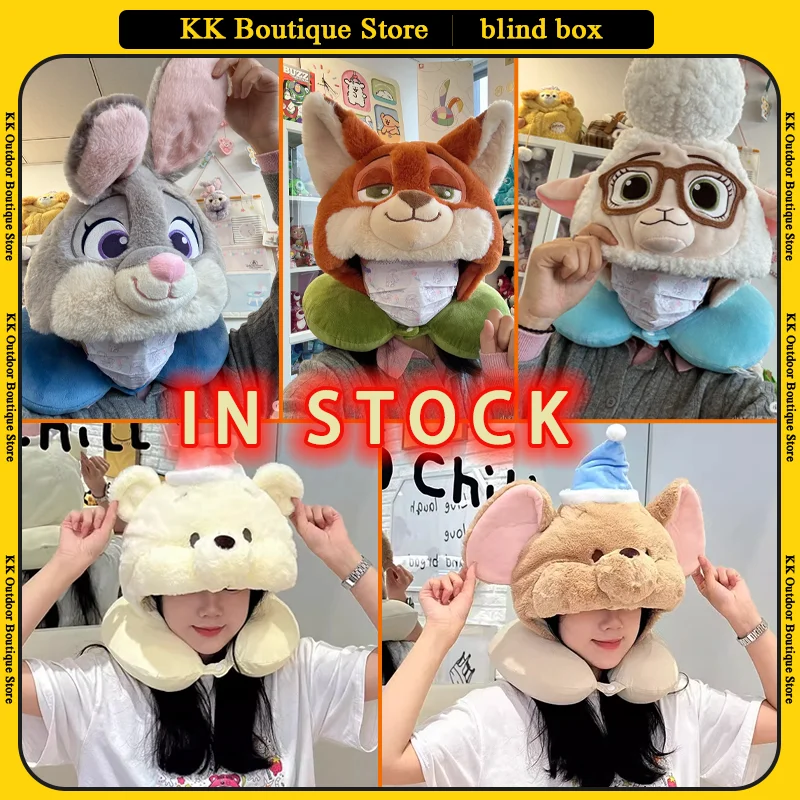 

Potdemiel Zootopia Stitch плюшевая U-образная подушка с капюшоном мультяшные животные аниме фигурка милая офисная подушка для путешествий со шляпой