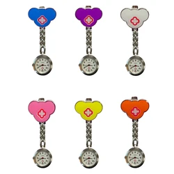 YiJia Alloy Red Heart Cartoon Quartz Medical Pocket Watch for Nurse with Clip to Hang on the Clothes 6 Colors Available