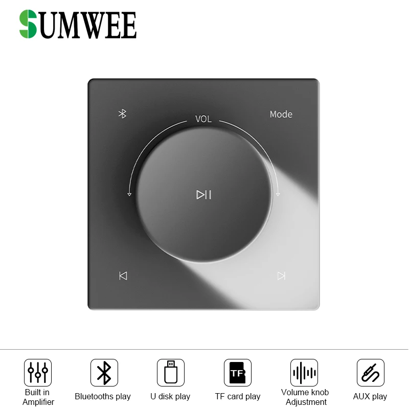 86 Knob type home audio wall amplifier hotel background music control panel bluetooths AUX TF Stereo Sound mimi player system