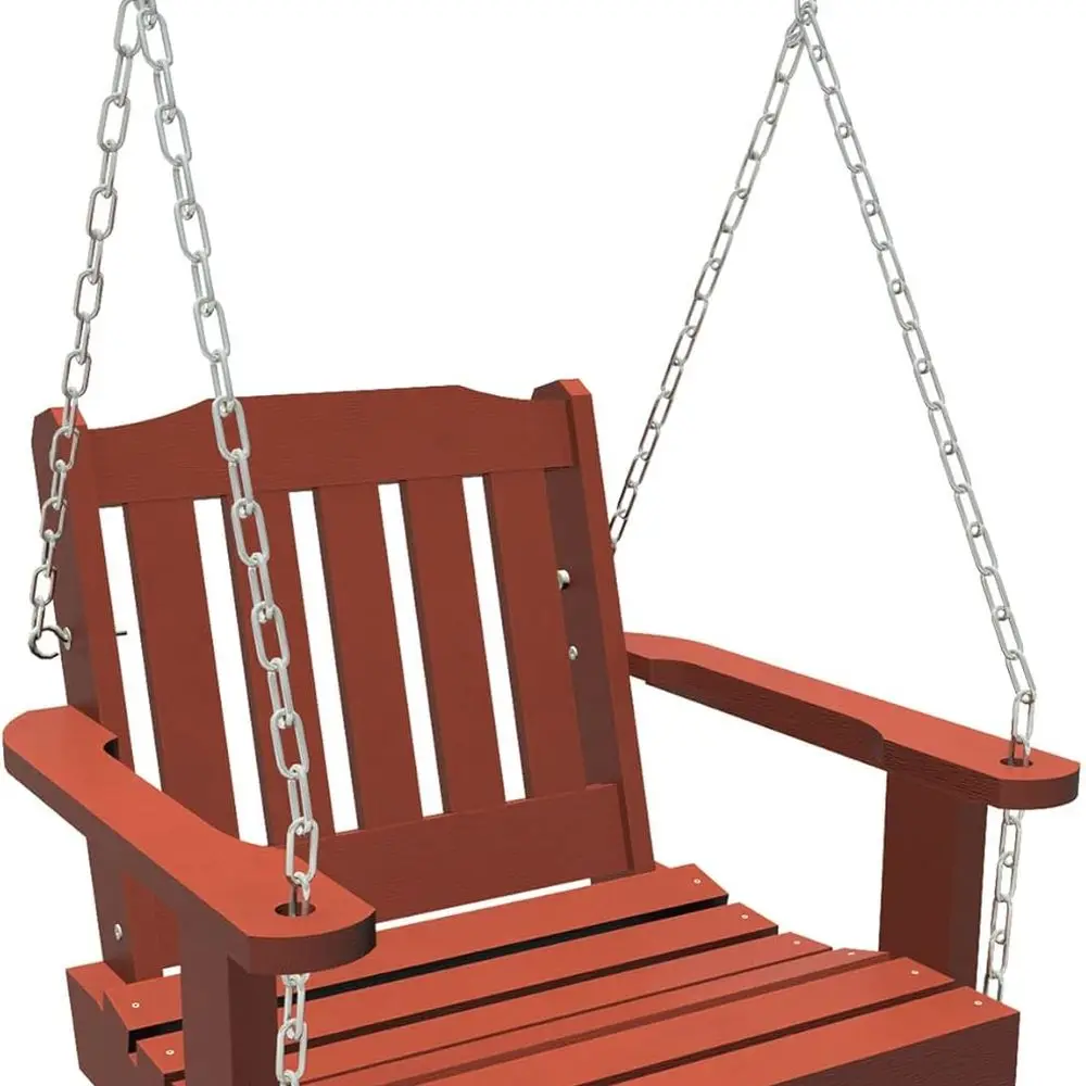 

Rustic Red Single Seat Porch Swing, Lehigh Design