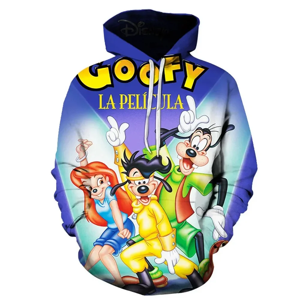 MINISO Boys and Girls Hoodies Disney Men's Hoodies Fashion 3D Printed Pullover Goofy Men's Hoodies New Casual Men's Clothing