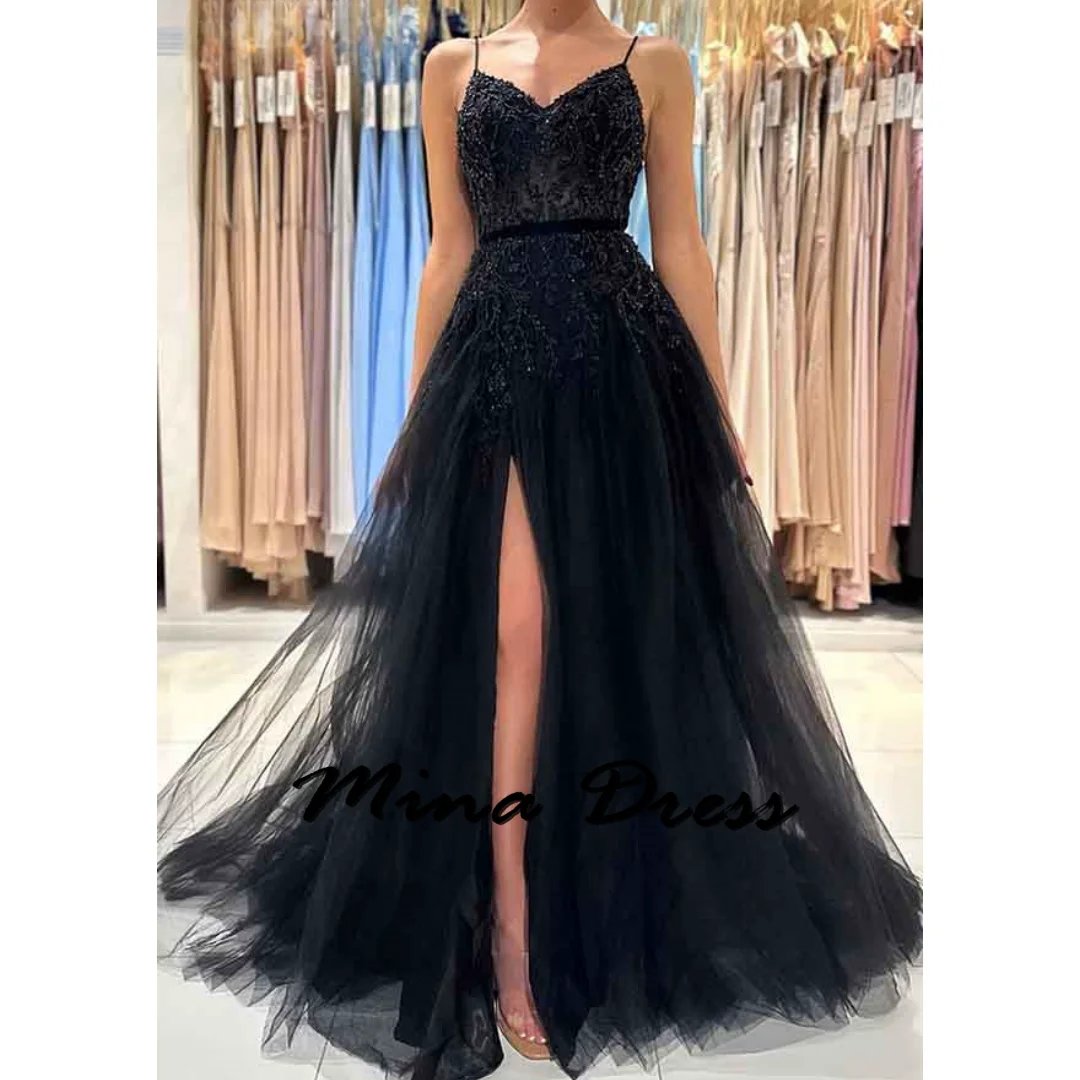 

Mina Wedding Party Dress Dresses for Formal Occasions Thin Shoulders Chiffon Evening Dresses Woman Elegant Chic Dress Slit Prom