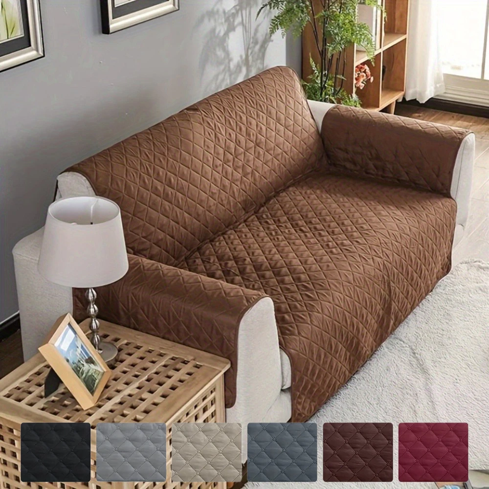 1pc YIHEIM Waterproof Pet-Friendly Sofa Cover with Diamond Pattern, Furniture Protector with Elastic Edges, Wear-Resistant Cover