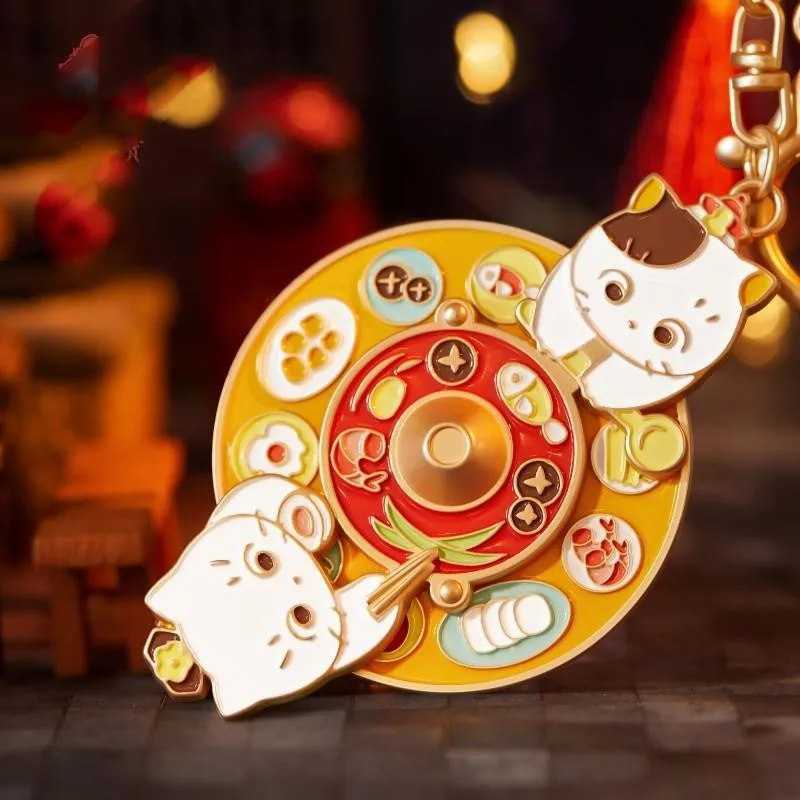 Forbidden City Cultural and Creative Stargazing Eating Hot Pot Fish Watching Rotating Keychain Couple School Bag Pendant