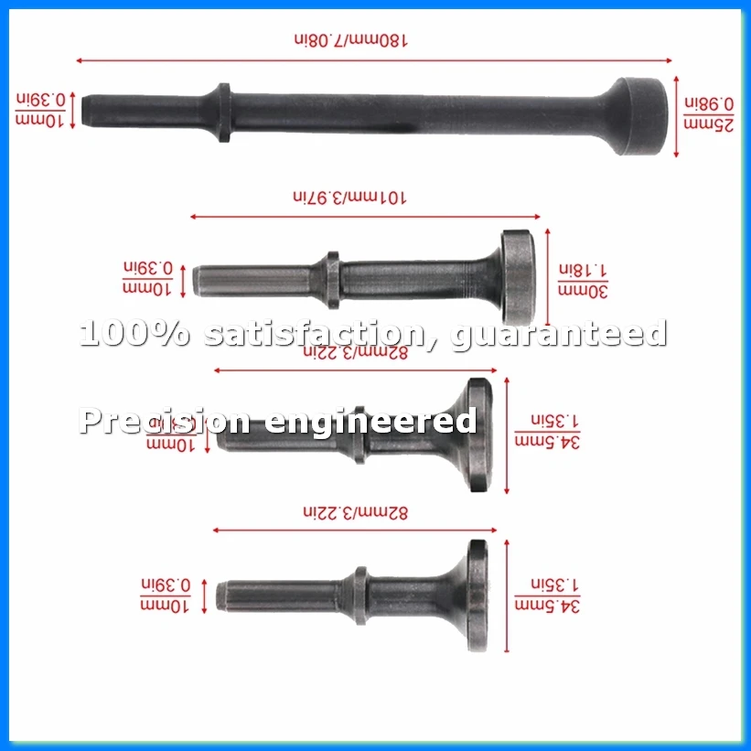 

4Pc Air Hammer Head Air Chisel Hard Steel Solid Impact Hammer Head Support Pneumatic Tool for Knocking / Rusting Removal-ABYS