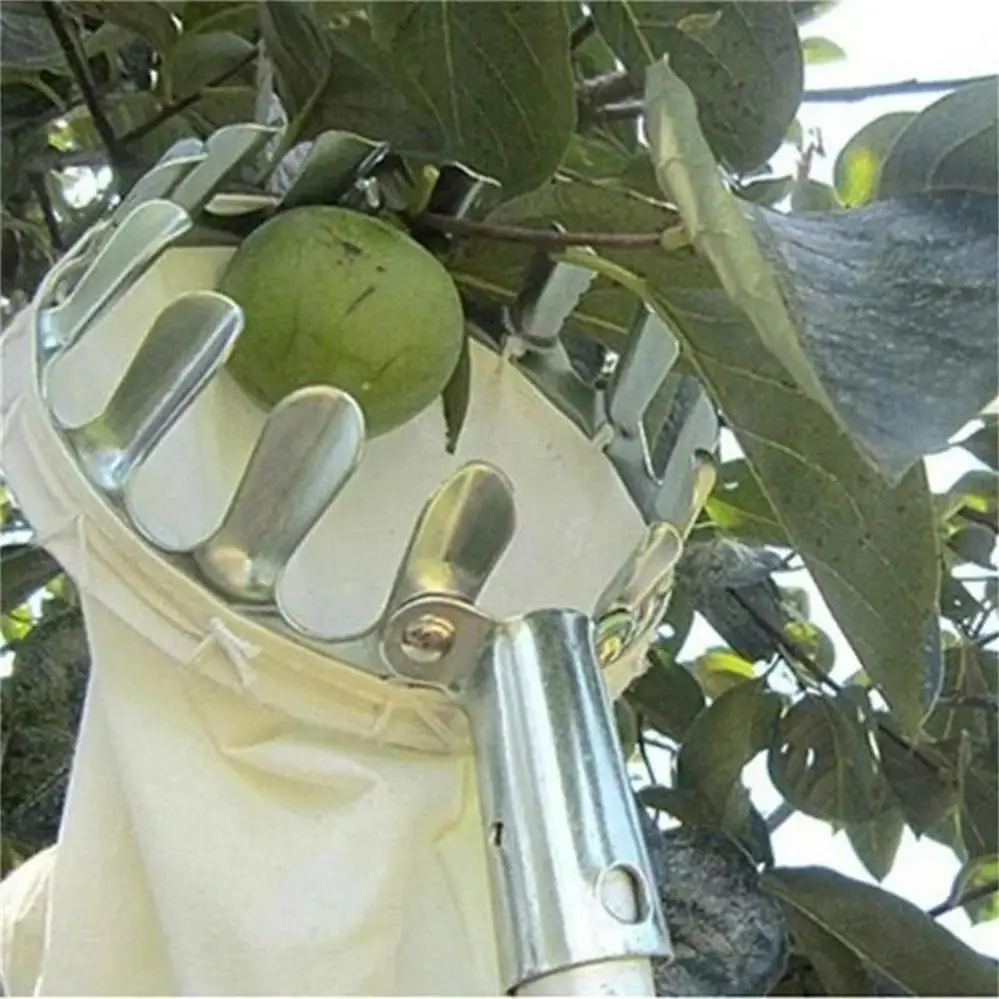 1 Pcs Farm Fruit Picker Garden Orchard Peach Apple Tall Tree Picker Metal Picker Collection Bag Autumn Harvest Convenience Tool