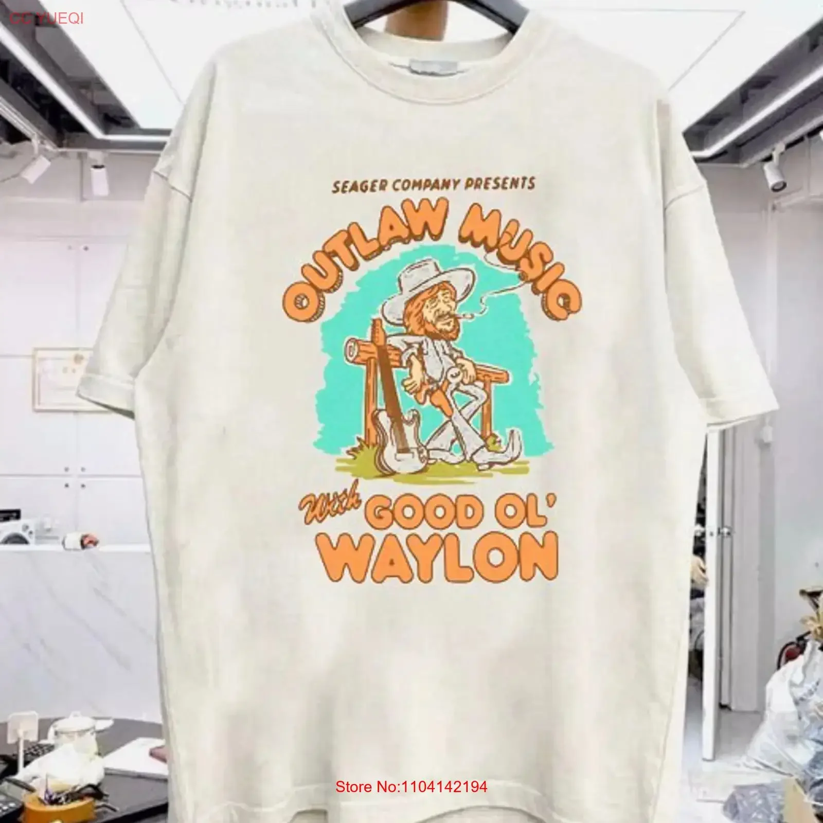 Waylon Jennings Outlaw Vintage White  T Shirt S 5XL WA0652 vintage Washed Stylish streetwear Versatile Casual graphic Slightly