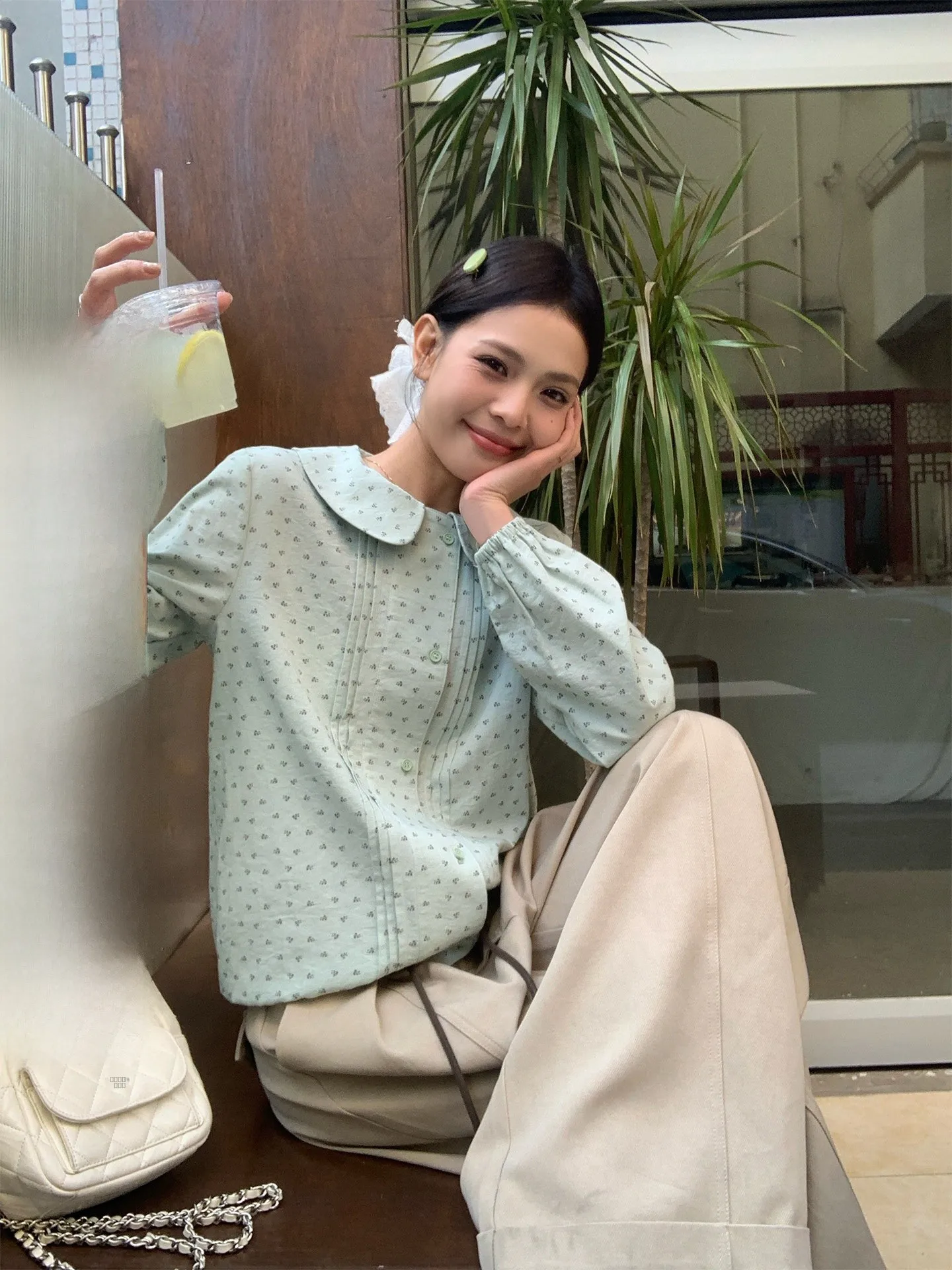 

Long Sve Loose Floral Print Doll Collar irt Women's Spring Unique Comfortable Versatile Top Korean Sle Breathable Skin...