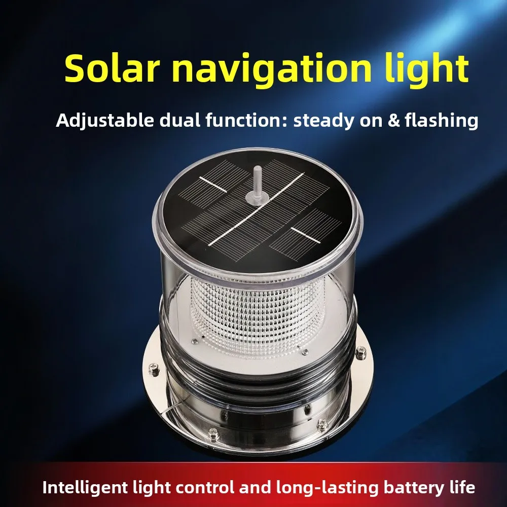 Solar Marine LED Tri-Color Anchor/Nav Light – 360° Warning Beacon with Solar Battery for Boat, Buoy & Fishing Net