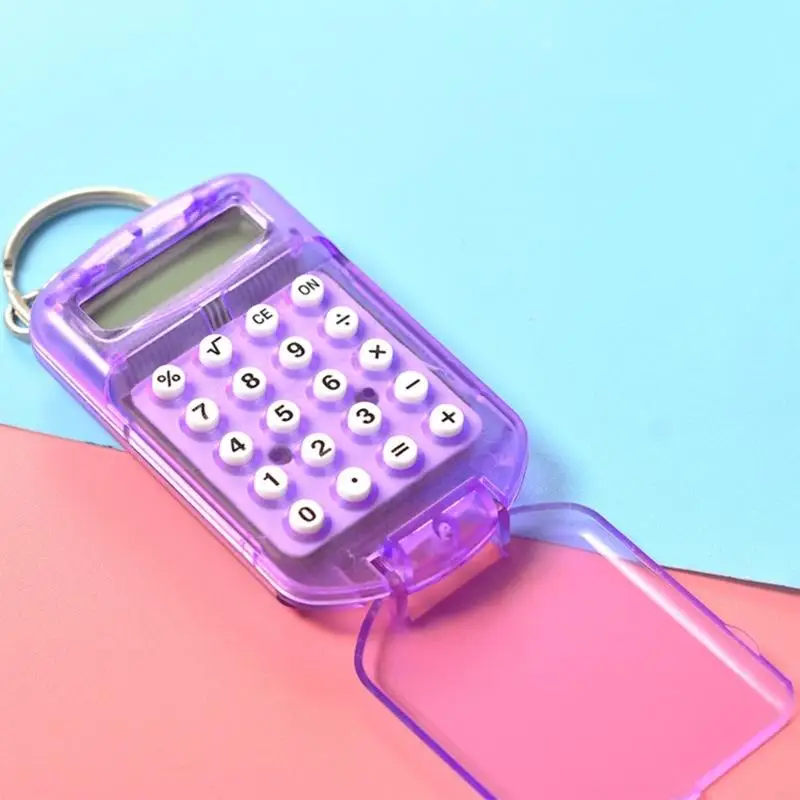 CORA 8 Digit Keychain Calculator Durability With Cover Design Keyring For Homework And Shopping Math Solution