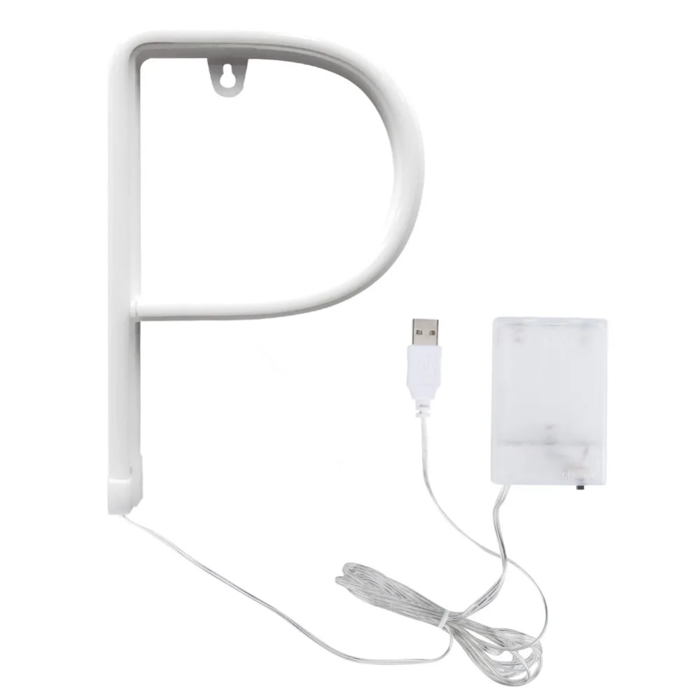 Letter Shape LED Neon Lamp Warm White Light USB/Battery Powered Neon Sign Light Wall Mountable Dual Power Supply LED Neon Light