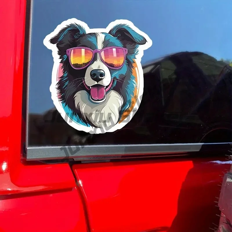 Cool Border Collie Dog Creative Vinyl Waterproof Sticker Decal for Car, Laptop, Wall Window, Bumper Sticker