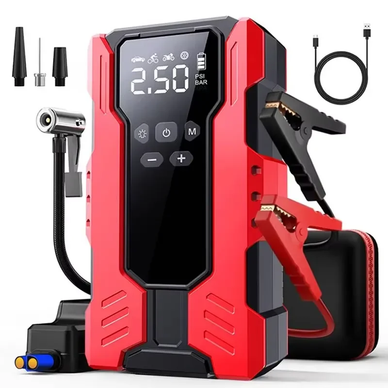 12V portable car emergency start power supply with air compressor car battery emergency start power supply multi-function