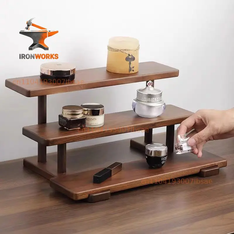 Walnut Shelf Multi-layer Coffee Cup Aromatherapy Perfume Figure Skin Care Products Jewelry Ornament Desktop Storage Rack