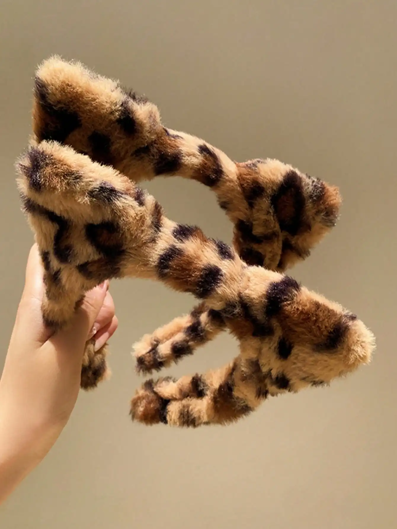 1/2 Stück Kunstfell-Kopfbedeckung, Leopardenmuster, Haarschmuck, Haarband, waschendes Gesicht, Plüsch-Haarbänder, Katzenohren, Stirnbänder, Partykleidung – Detail 6