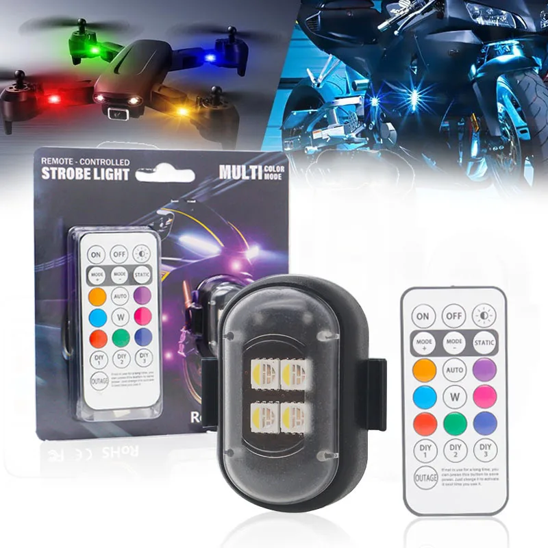 

Wireless Remote LED Strobe Light Car Motorcycle Bike Warning Decor Lamp USB Rechargeable Aircraft Indicator 8 Colors Car Lights