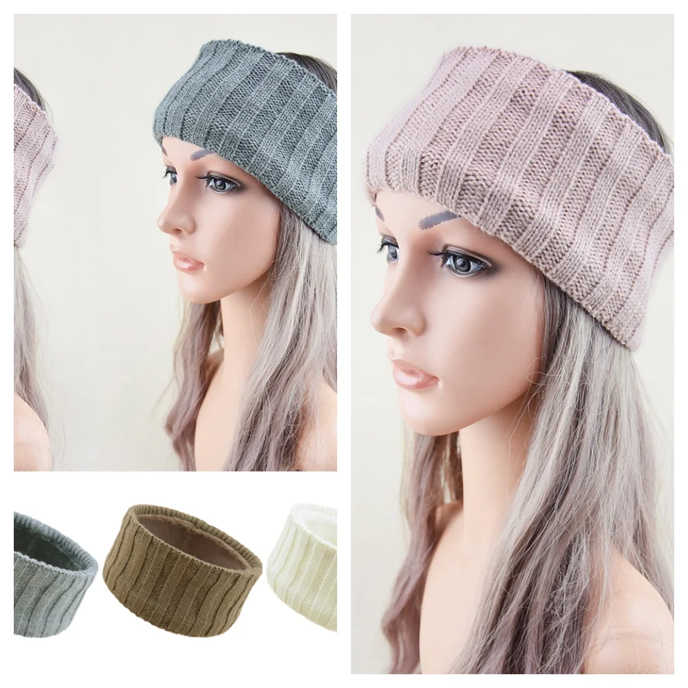 

Широкая эластичная повязка на голову, нескользящий тюрбан, защита ушей, повязка на голову, грелка для ушей, аксессуары для волос, толстая шерстяная вязаная повязка для волос