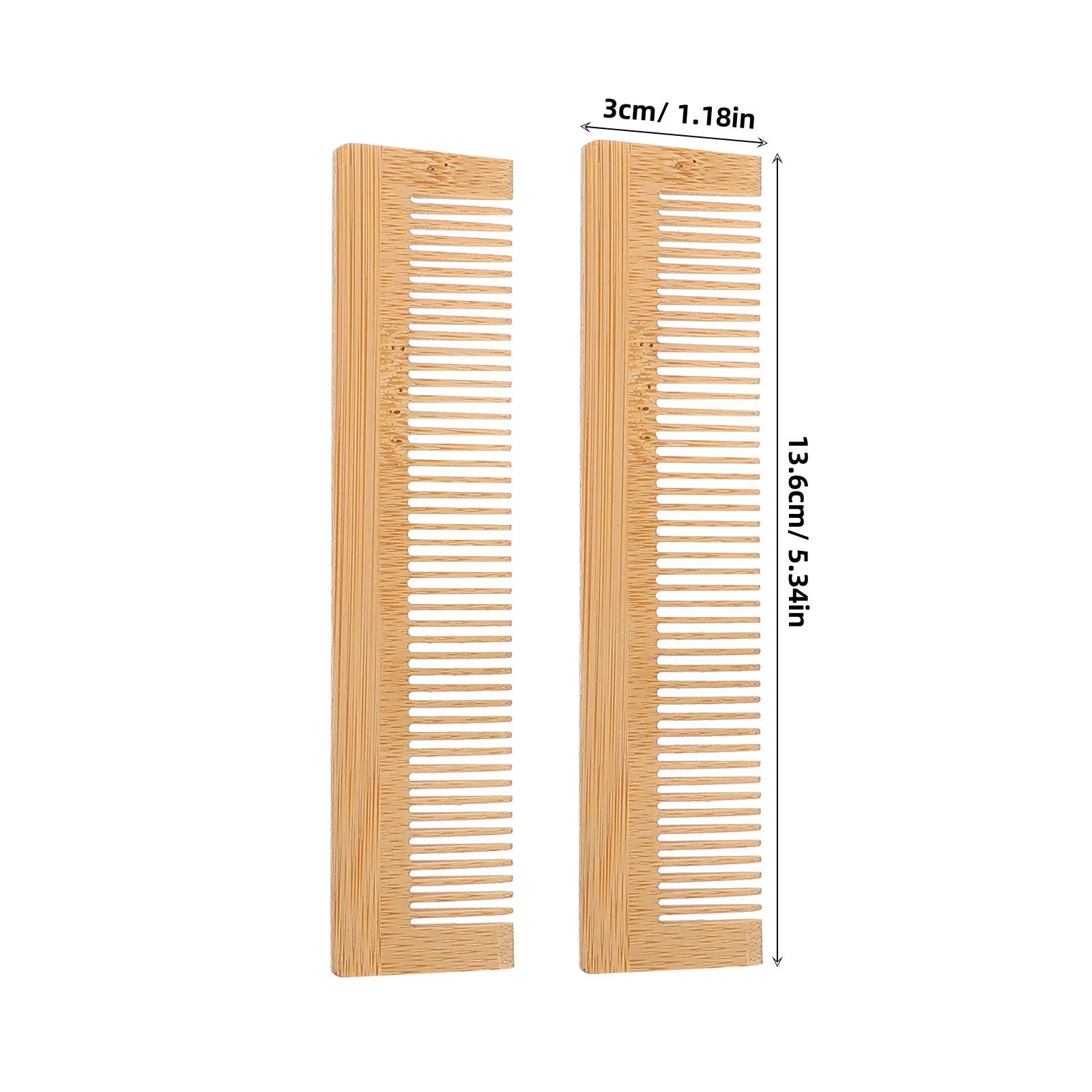 10Sets Hotel Bamboo Combs Wooden Anti-Static Fine Tooth Detangling Comb Disposable Portable Case Travel Use