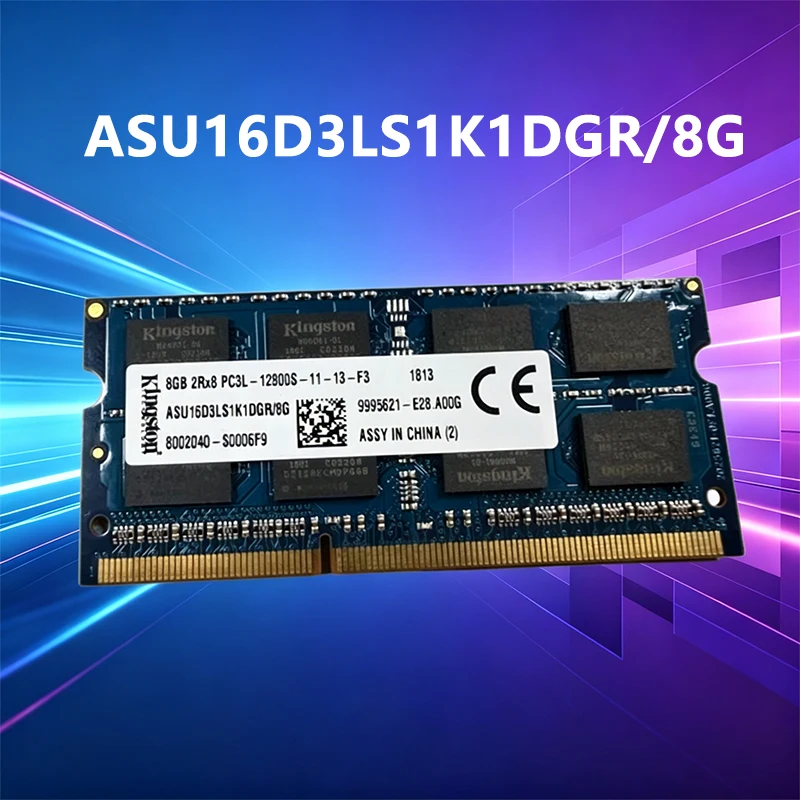 Memória RAM Kingston 16GB DDR3L 1600MHz PC3L-12800S 1.35V ASU16D3LS1KDGR/8G SODIMM para Notebook/Laptop, nova.