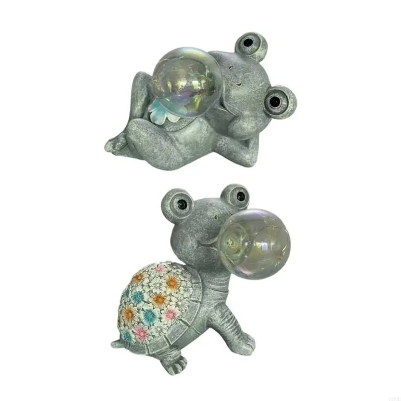 Solar Garden Statue Bubble Figure with Night Lighting for Outdoor Lawn, Porch Entry, Garden Display Accent B03E