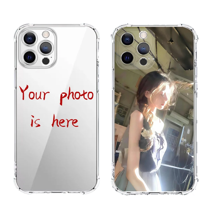 Fundas blandas con foto personalizada, parte trasera de TPU para iPhone 16 15 14 13 12 11 Pro Xs Max 16e XR 7 8 6 6s Plus SE 2020 2022, cubierta a prueba de golpes