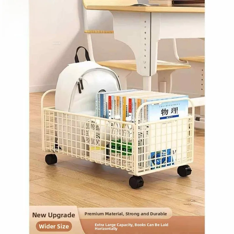 

Wheeled Book Storage Box Mobile Student Classroom Desk underneath Bookbag Desktop Book Organization Box elf Metal Construction