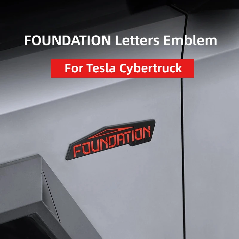 

Эмблема с буквами для Tesla Cybertruck 2024 2025 FOUNDATION, наклейки для стайлинга автомобилей, 3D креативный значок на багажник, наклейка, аксессуары
