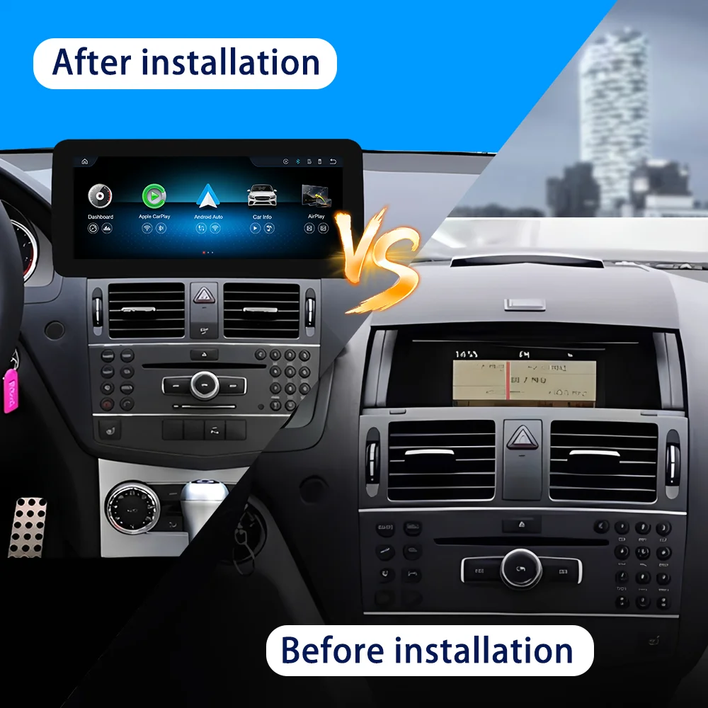 2400*900 HD Linux Screen Wireless CarPlay Android Auto Multimedia Display for Mercedes-Benz C Class W204 S204 NTG4.0 2008-2010