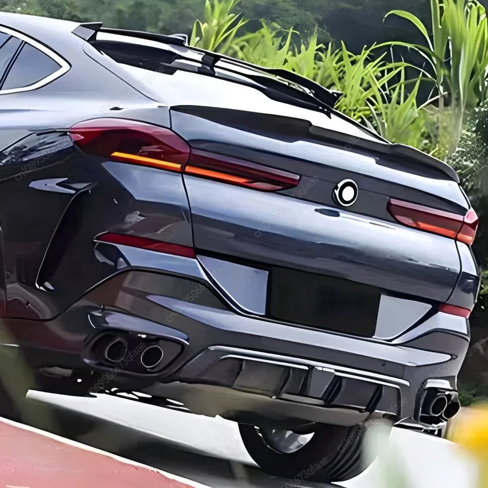 Car Rear Roof Window Trunk Lid Spoiler Wings Exterior Tuning For BMW X6 G06 M50i M50d M60i 30d 40d 40i 2019-2024 Gloss Black ABS
