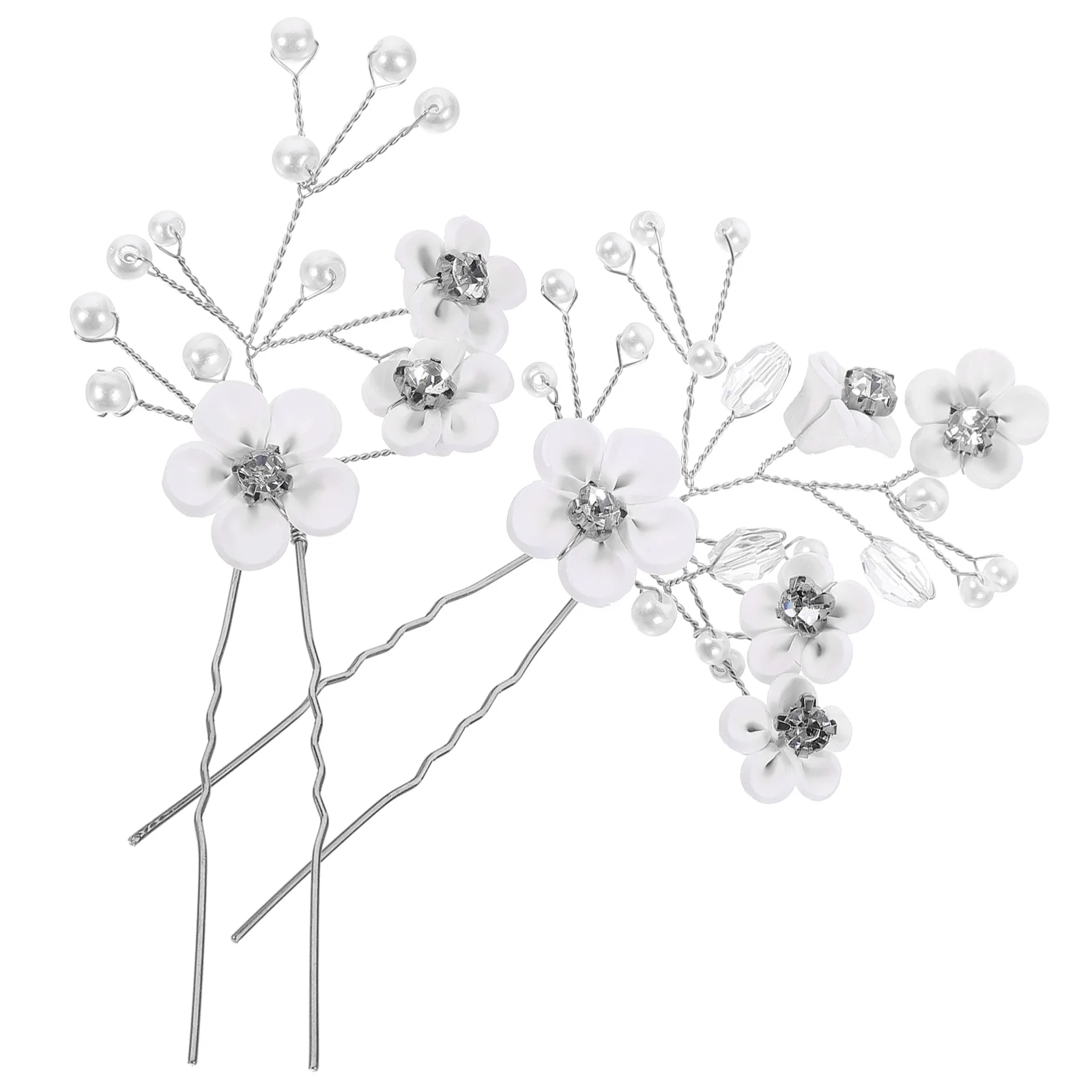 

2pcs Rhinestone Pearl Flower Hairpin Wedding Bridal Accessories Clips for Bridesmaid Zinc Alloy Sparkling Hair Decorations