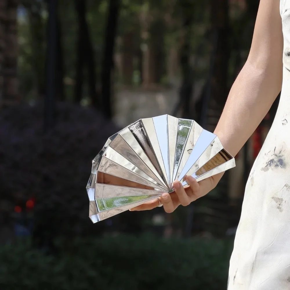 

Trendy Luxury Design Clutch Bag Golden Fan Shape Wedding Evening Shoulder Bag Purse Party Bag Women's Bag Handbag Gift