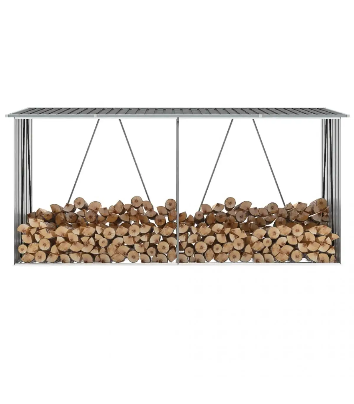 330x84x152 cm gray galvanized steel firewood stand bag accessories