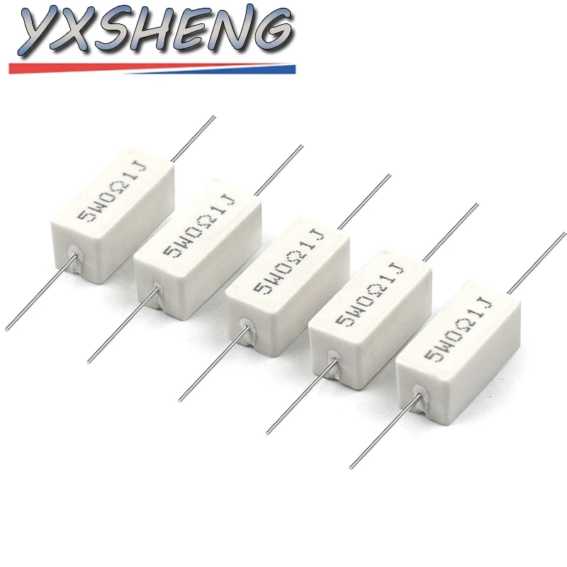 10PCS Cement Resistance  5W 0.1R ~ 10K Ohm 0.33R 1R 10R 100R 0.22 0.33 1 10 100 1K 10K Ohm Cement Resistor