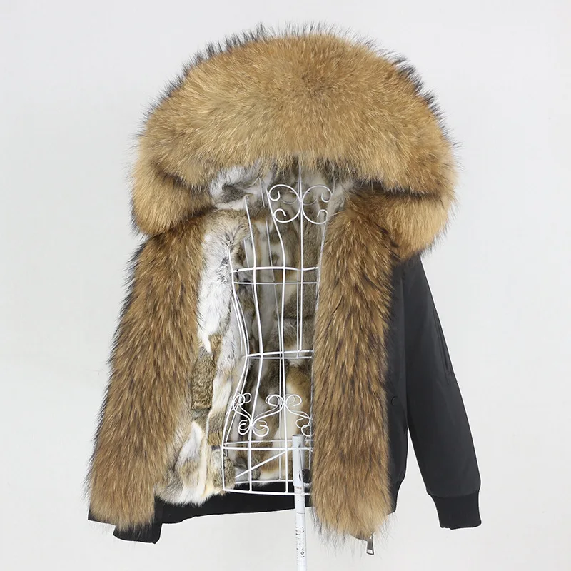 New Pai Overcomes Thickened Rabbit Hair Inner Tank, Detachable True Fox Hair Collar Jacket, Fur Coat for Women 2024