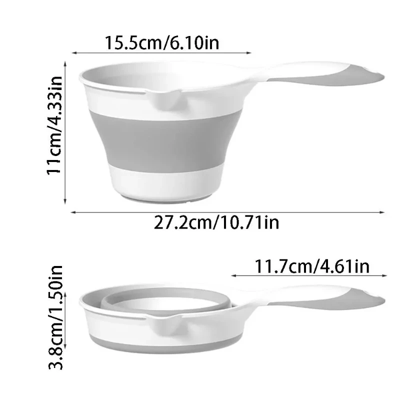 Foldable kitchen water ladle, portable, can be hung, floating, suitable for watering plants, washing hair, or as a drinking cup