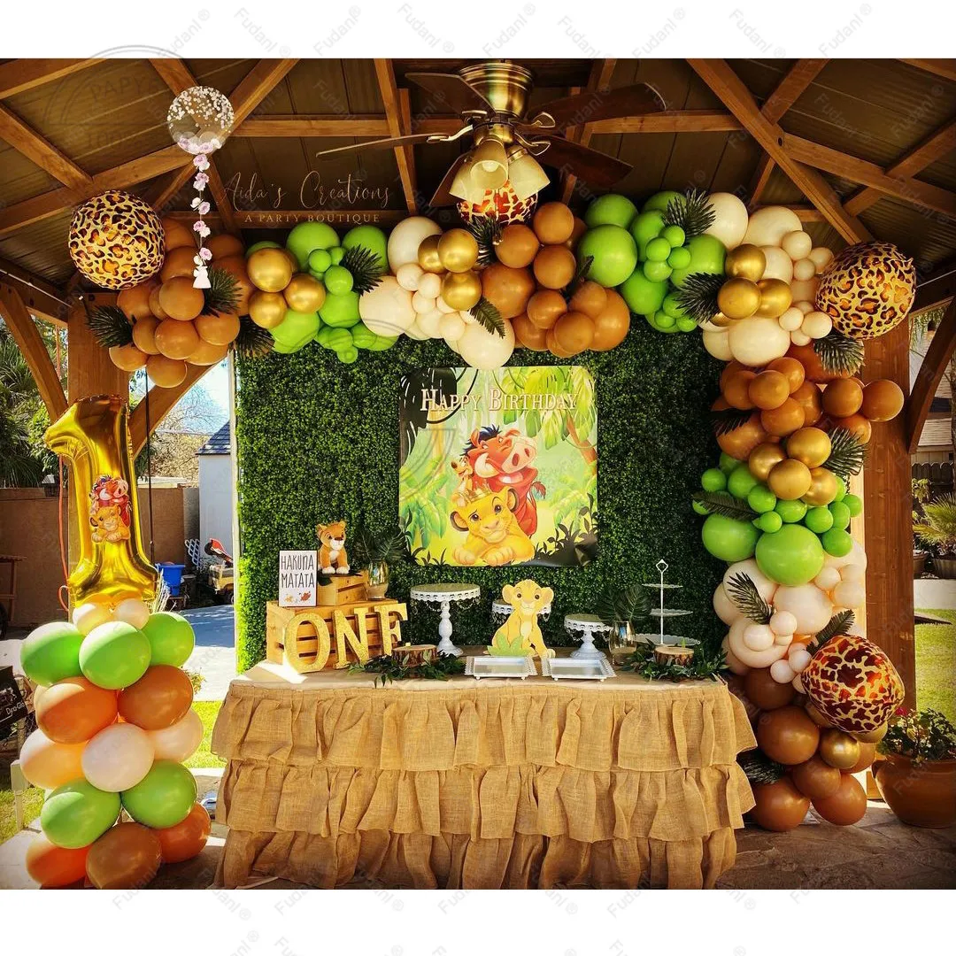 Disney Lion King Jugle Safari Forest Green Balloons Garland Arch Kit 1 2 3th Kids Birthday Baby Shower Party Decorations 4D Ball