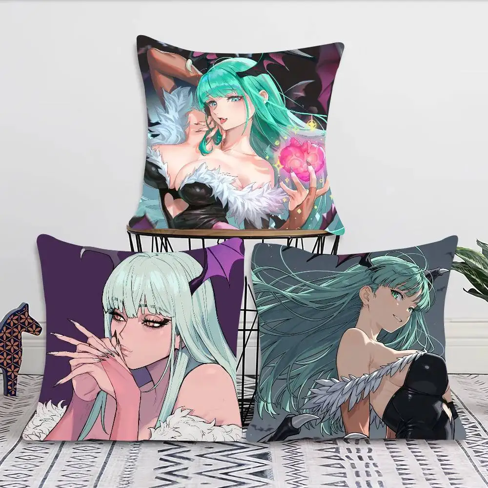 Morigan Aensland Anime D-Darkstalkers The Night Warriors Pillow Case Fashion Square Pillowcase Bedroom Sofa Room Ins Decoration