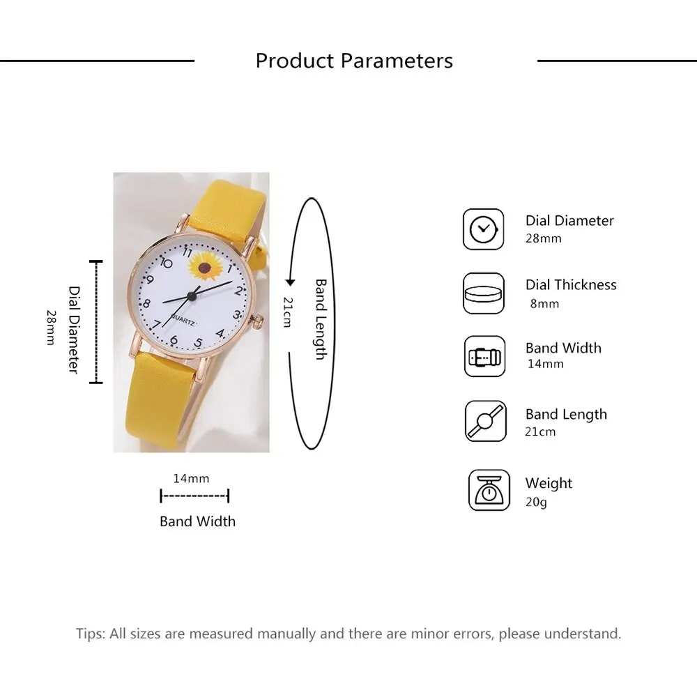 1pc Women Yellow PU Polyurethane Strap Fashionable Round Dial Quartz Watch And 5pcs Jewelry Set For Daily Life