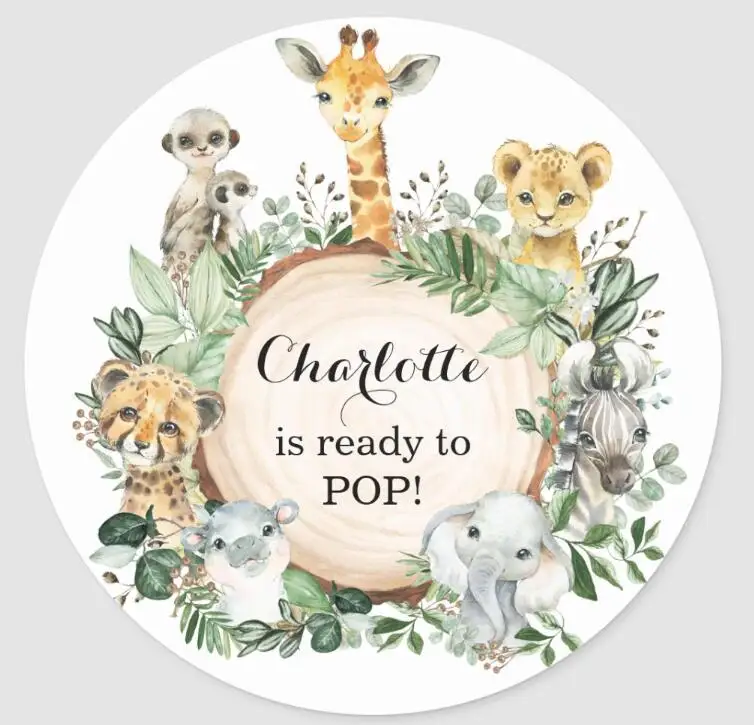 Wedding Stickers Custom Wedding Labels Personalized Baptism Animal Jungle Collection Birthday Seal Stickers Party Decor Supplies