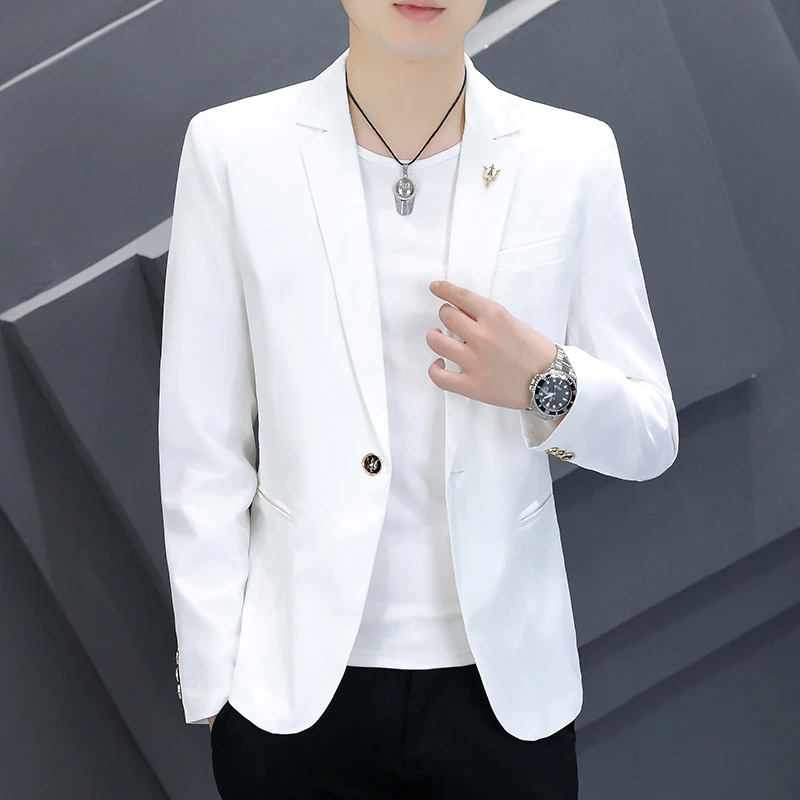 Men's Korean Slim Fit Pink Suit 2025 Fashion Casual Coat Handsome Personality Spring Autumn Trendy Streetwear