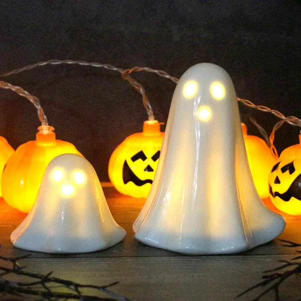 

3Pcs Light Up Ghosts For Indoor Halloween Decorations Battery Powered White Mini Ghost Figurines With LED For Spooky Halloween