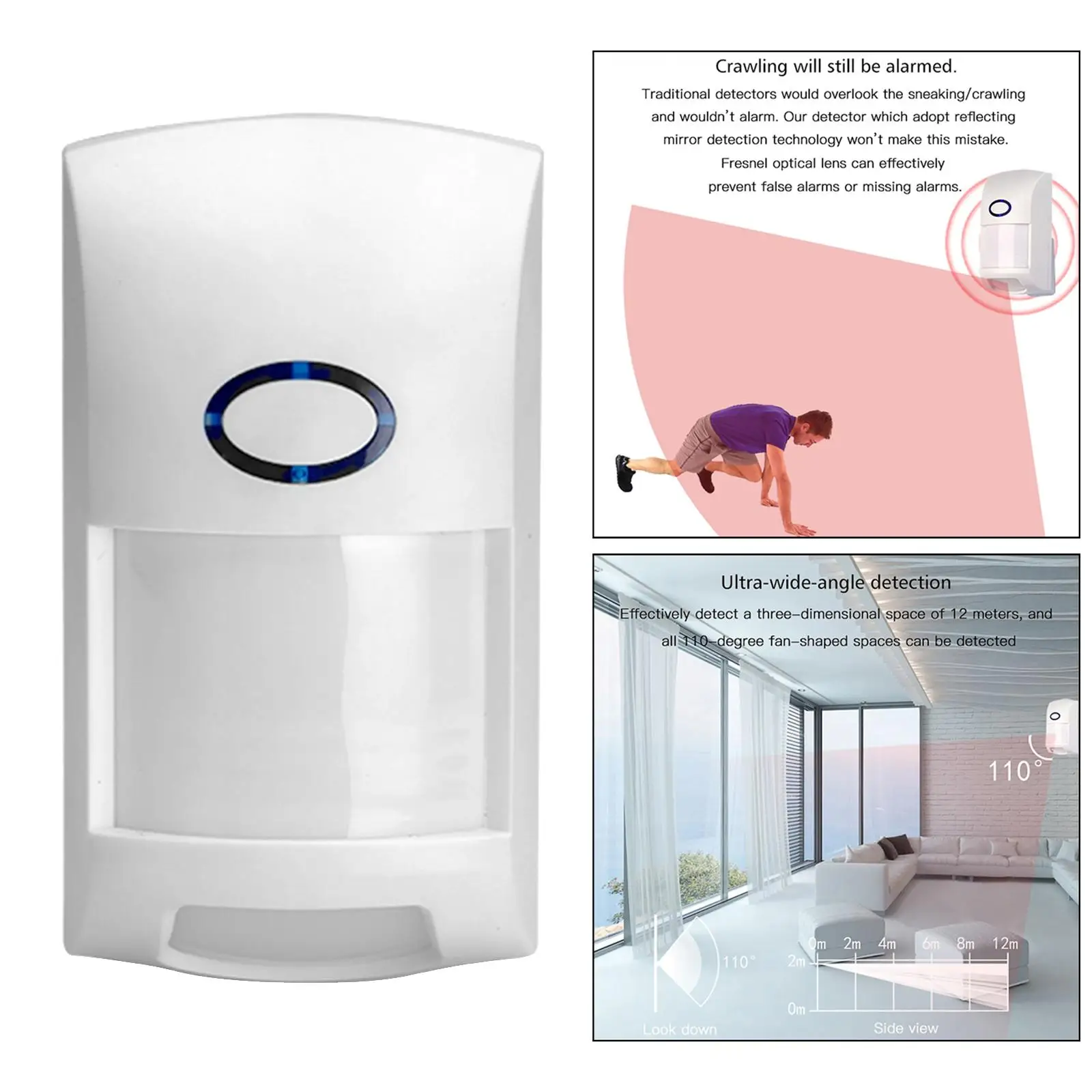 เซ็นเซอร์ตรวจจับการเคลื่อนไหว PIR ไร้สายความปลอดภัยในบ้านเครื่องตรวจจับอินฟราเรดกลางแจ้ง