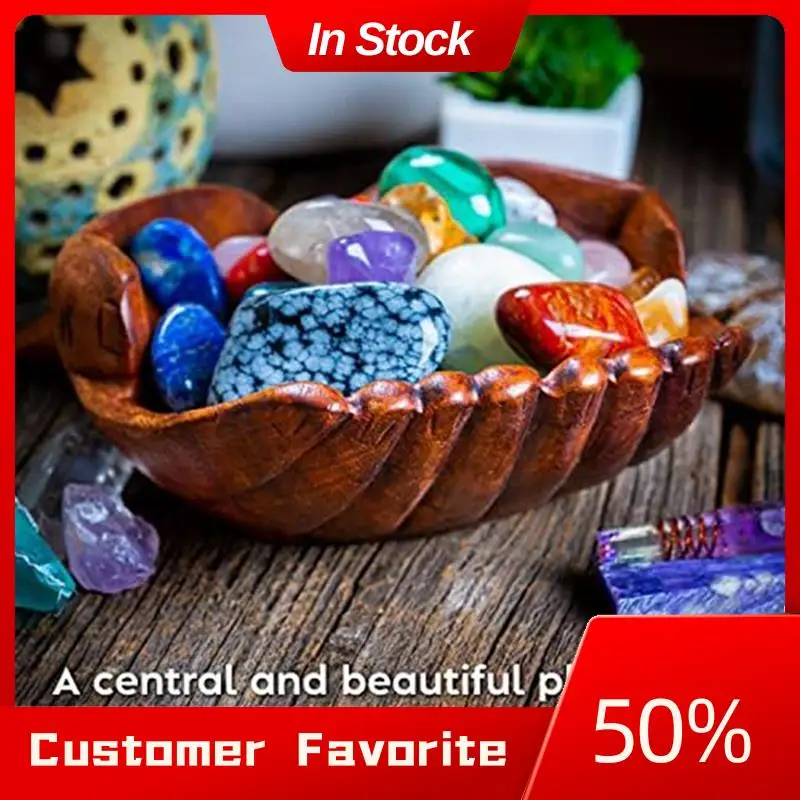 

1 Piece Carved Hands Offering Bowl Wood Color Wooden Crystal Holder For Stone - Key Bowl - Crystal Storage Tray