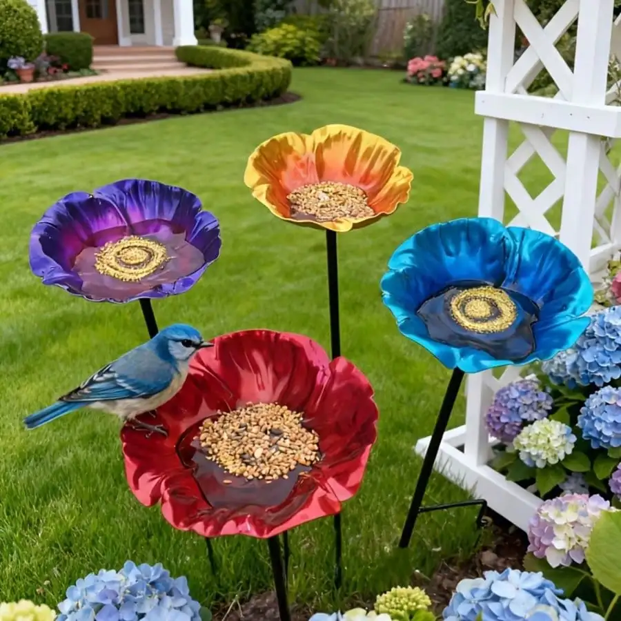 Outdoor bird feeding tray garden outdoor branch-style bird feeder courtyard creative flower detachable adjustable removable