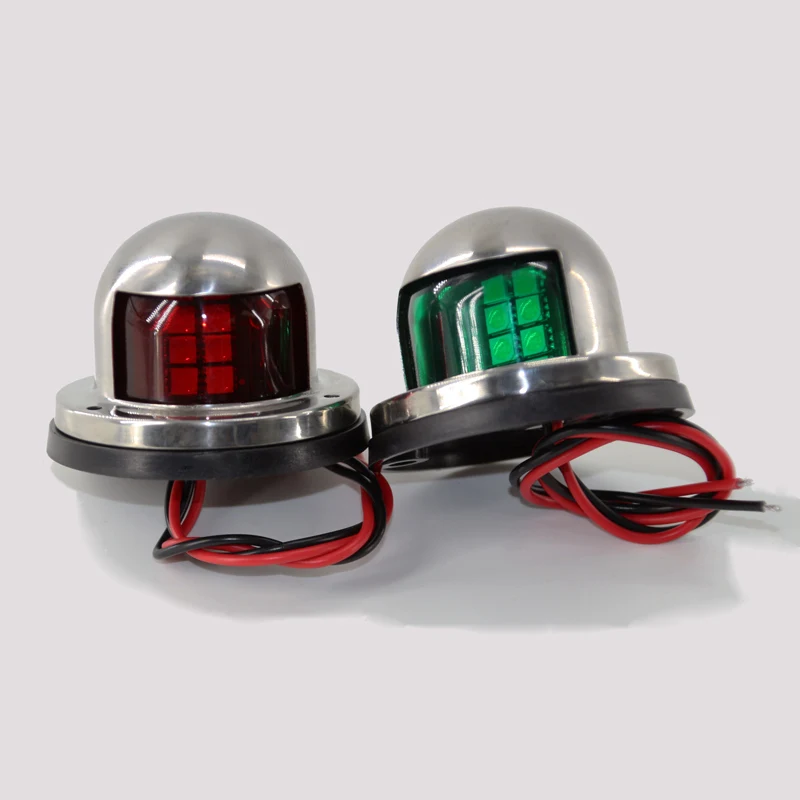 1Pcs SU304 Boat Navigation Light 12V Marine Yacht Starboard And Port Green&Red Waterproof LED Stainless Steel