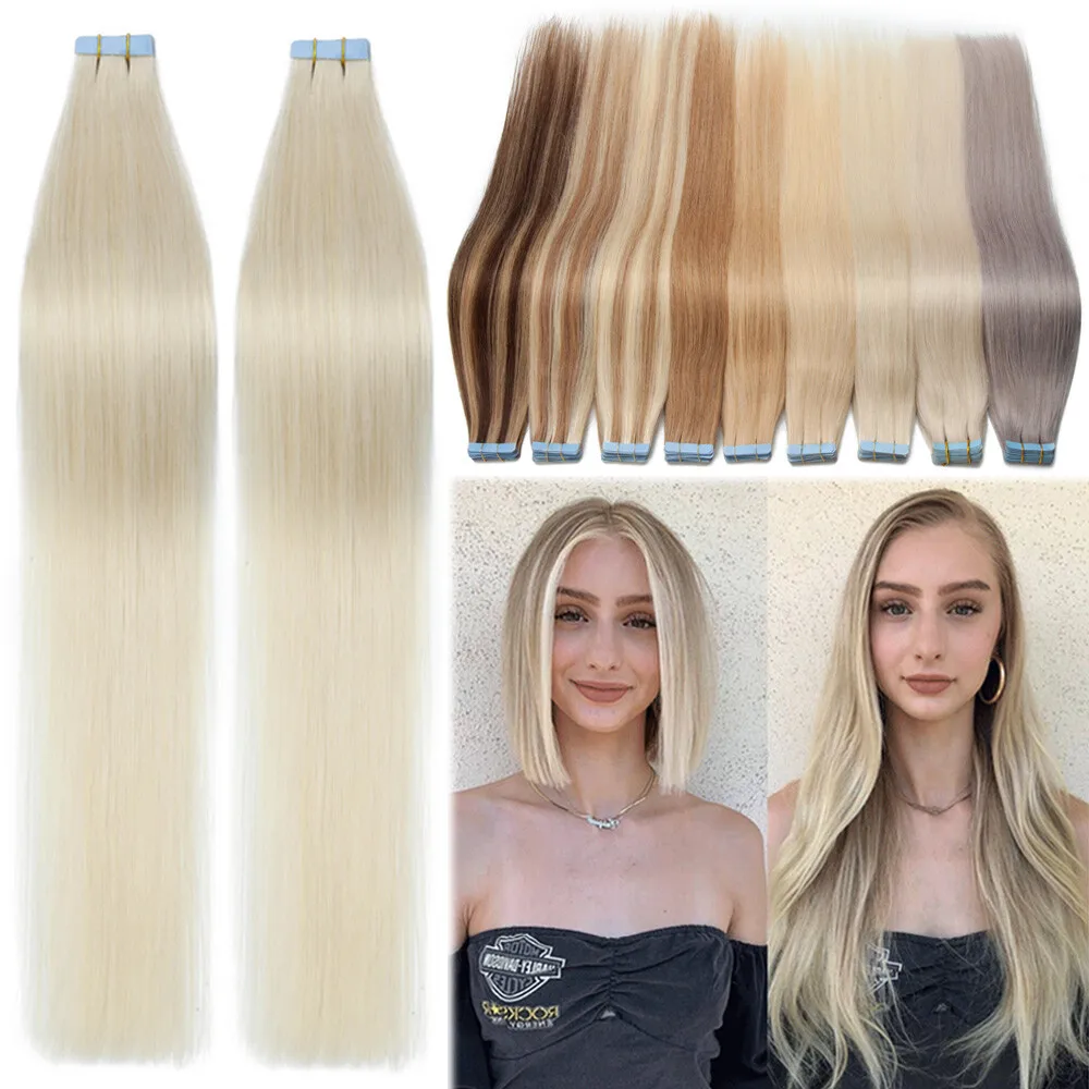 

Tape In Extensions 20pcs Set 100% Remy Human Hair 12-26 inch Ultra Thin Weft For Voluminous Hairstyles