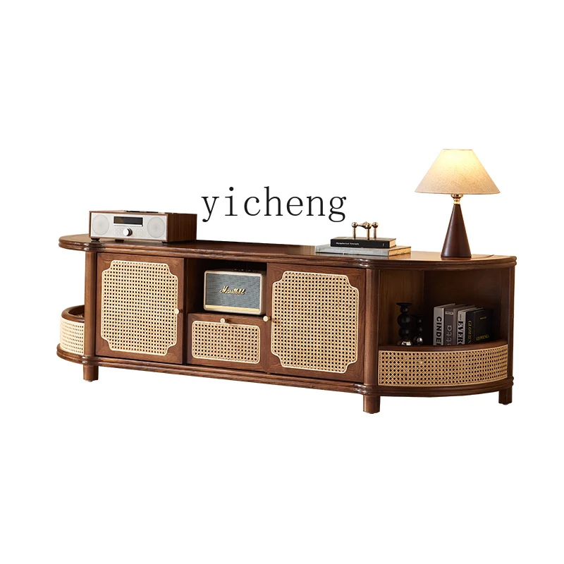 

ZC TV cabinet rattan small apartment simple modern living room home minimalist TV cabinet combination