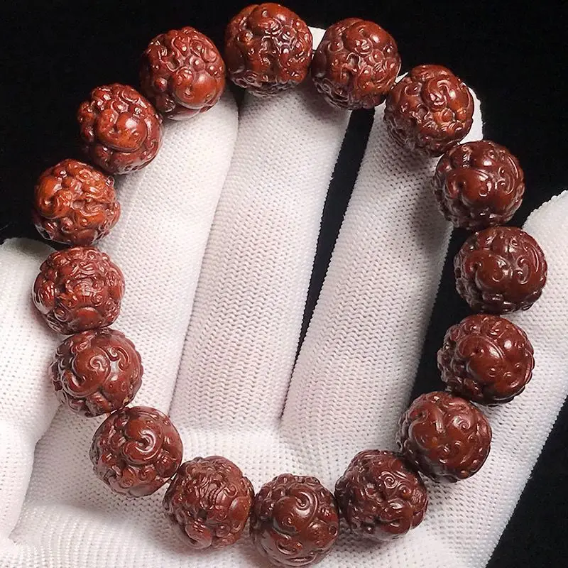 Chinese Style Hand Carved Pixiu Golden Mouse Bodhi Seed Beaded Bracelet For Men Women Good Luck Wealth Blessing Prayer Mala Wris